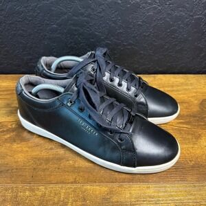 Ted Baker THEYO Black Leather Low Top Sneakers Mens US 9.5 EU 42.5 UK 8.5